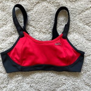 Brooks Fiona Mid-Impact Wire-Free Sports Bra Poppy Asphalt Size 34B